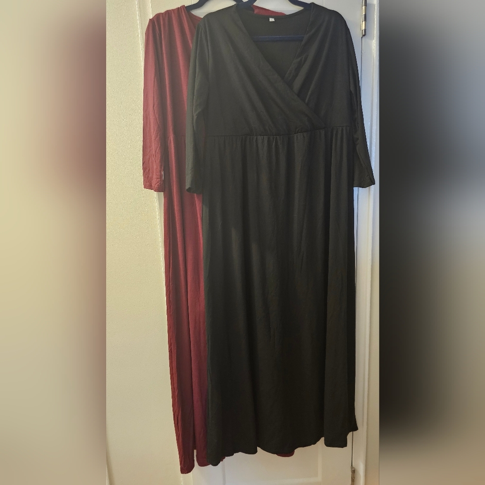 Long Sleeve Black and Burgundy Maternity Dresses